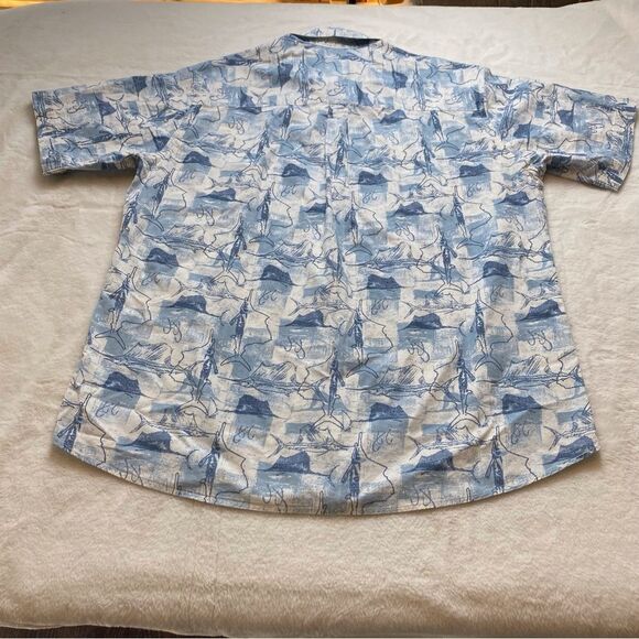 Woolrich Moccasin Saltwater Fish Short Sleeve Button Down Shirt Size Large - Picture 2 of 12